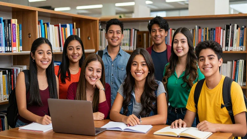 Estudiantes de México en la Biblioteca Benito Juárez