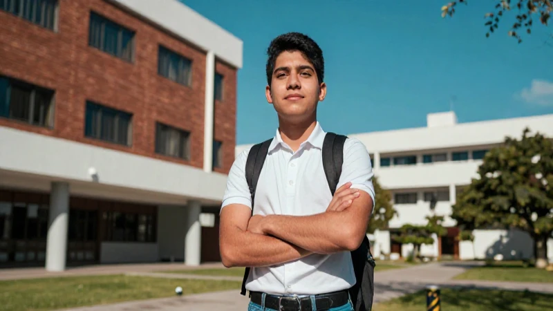 Éxito universitario mexicano en campus moderno y dinámico