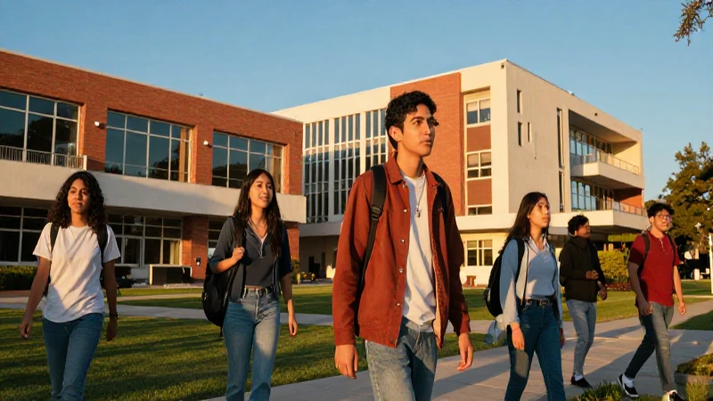 Universitarios mexicanos en campus moderno y vibrante