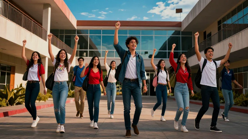 Estudiantes mexicanos celebran el progreso universitario