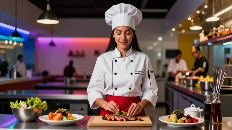 Joven chef mexicana en estudio moderno