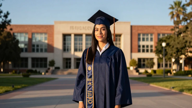 Graduado mexicano en campus universitario