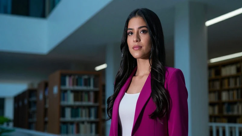 Estudiante de derecho mexicano en biblioteca dramática