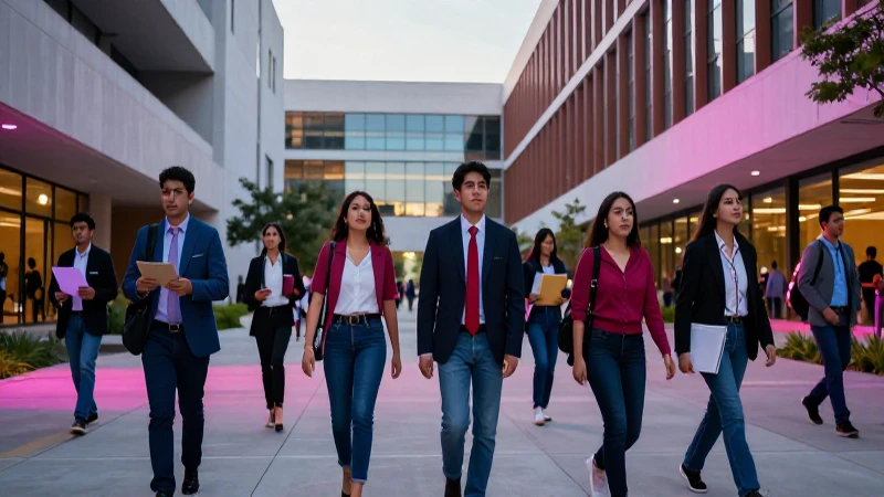 Estudiantes mexicanos en vibrante campus universitario