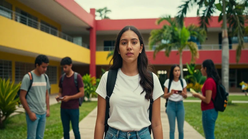 Estudiante mexicano en campus vibrante