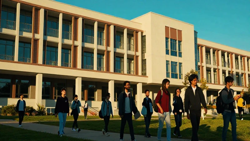Fotografía cinemática de campus al atardecer