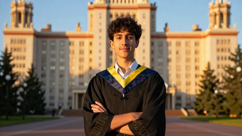 Estudiante confiado en campus, luz dorada