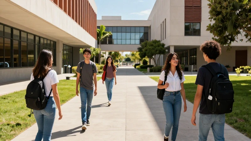 Estudiante mexicano en campus moderno y vibrante