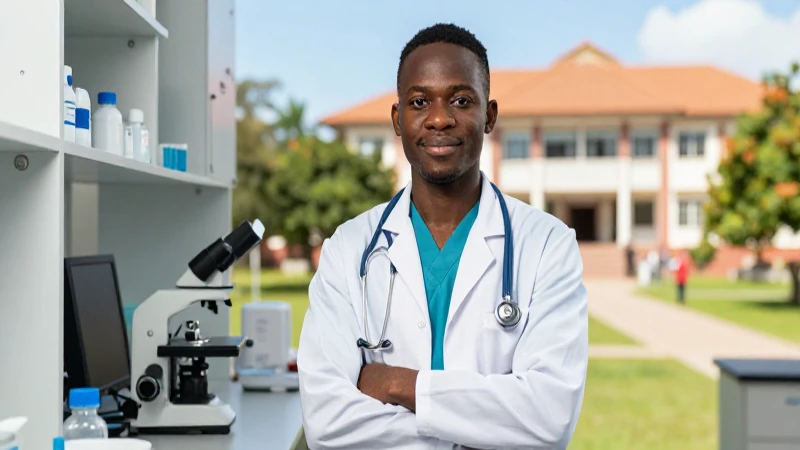 Estudiante africano en laboratorio moderno