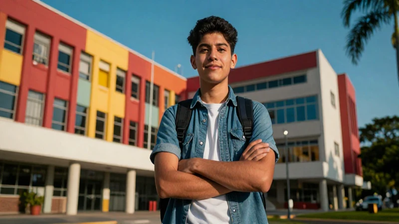 Estudiante mexicano moderno, foto cinemática profesional
