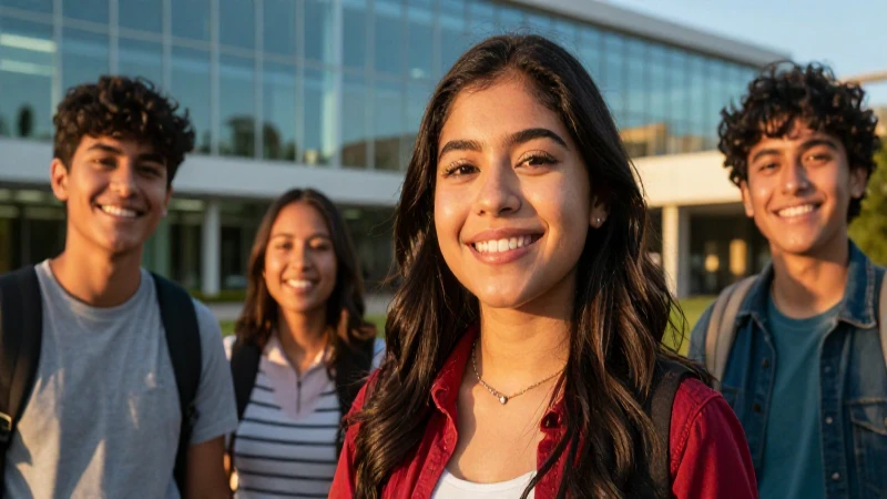 Estudiantes mexicanos felices y modernos en su campus