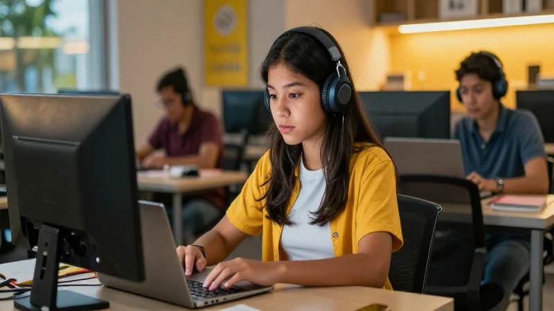 Estudiante mexicano exitoso en aprendizaje digital moderno