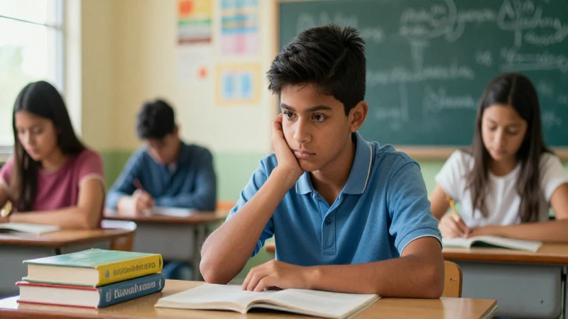 Joven mexicano estudia en aula moderna
