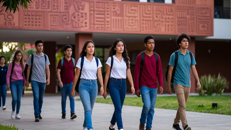 Estudiantes mexicanos en vibrante campus universitario