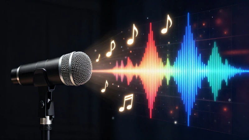 Estudio de micrófono musical dinámico y vibrante