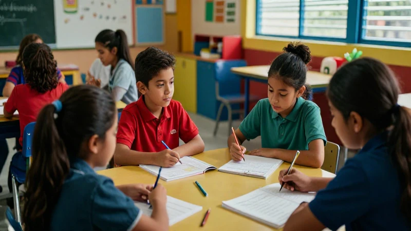 Estudiantes mexicanos aprenden inglés en clase vibrante