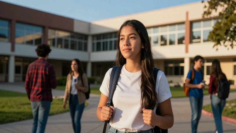Estudiante mexicano en campus, estilo cinematográfico moderno