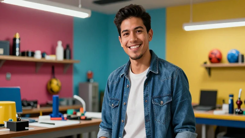 Retrato cinematográfico vibrante de joven mexicano sonriente