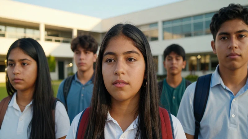 Estudiantes mexicanos diversos en campus educativo moderno