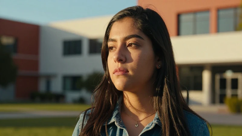 Estudiante mexicana radiante en campus vibrante