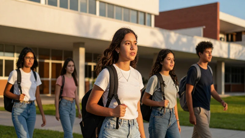 Estudiante mexicano en campus bajo luz dorada