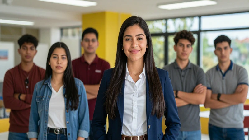 Estudiantes mexicanos en campus moderno y vibrante