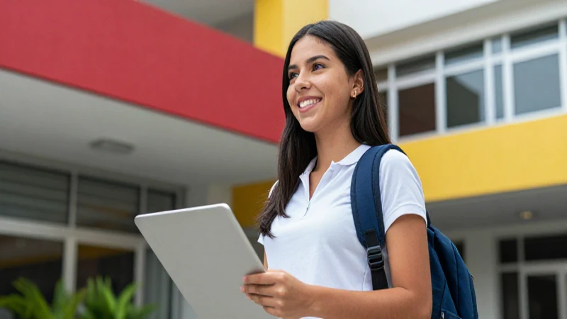 Estudiante mexicano brillante y esperanzado en el campus