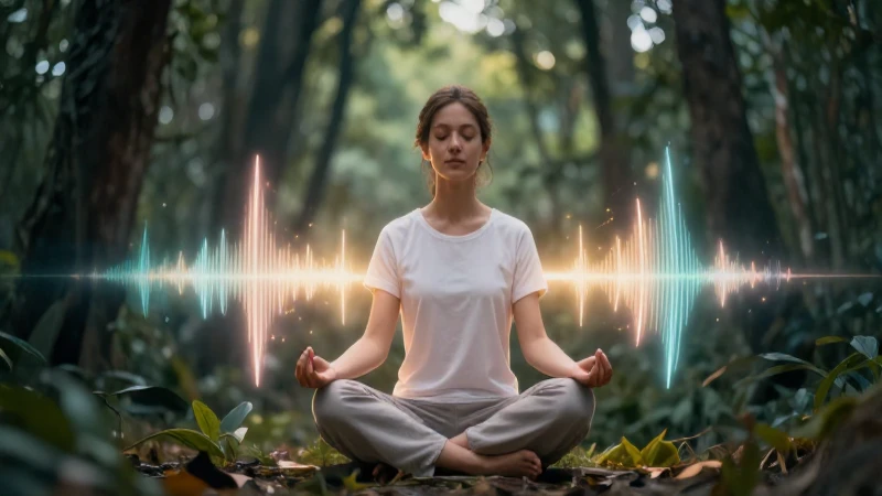 Meditación pacífica en bosque con luz cinematográfica