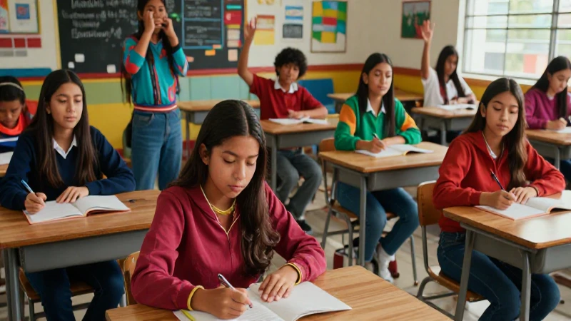 Estudiantes mexicanos aprendiendo con alegría