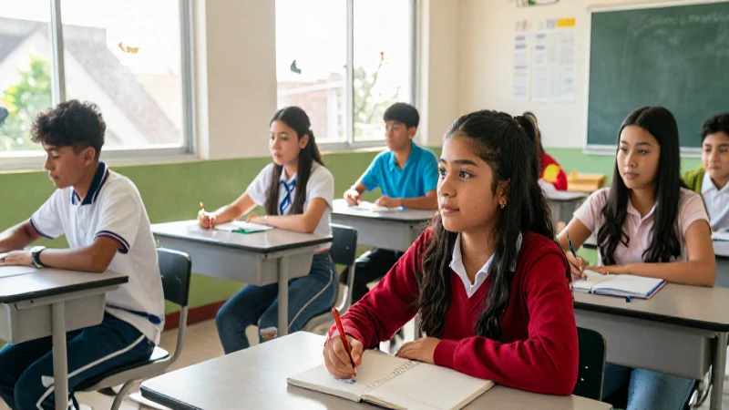 Jóvenes mexicanos en aula bilingüe moderno