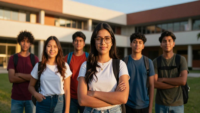 Estudiantes mexicanos confiados en campus moderno