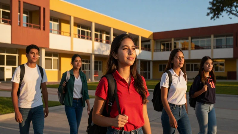 Éxito estudiantil en vibrante campus mexicano moderno