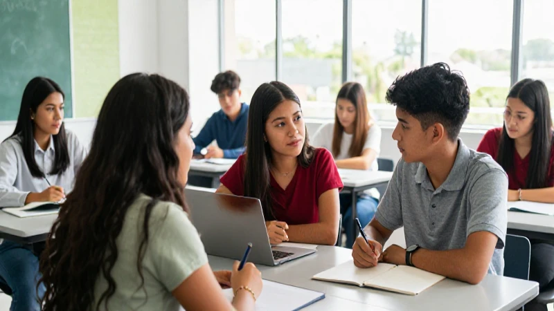 Estudiantes mexicanos colaboran en un aula moderna