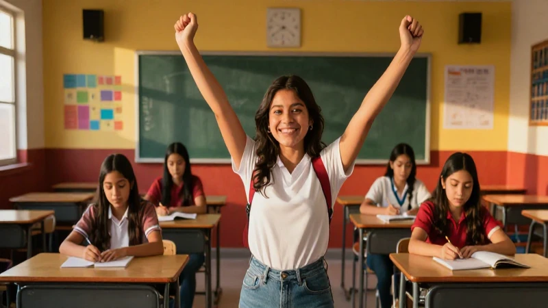 Estudiante mexicano exitoso en clase moderna