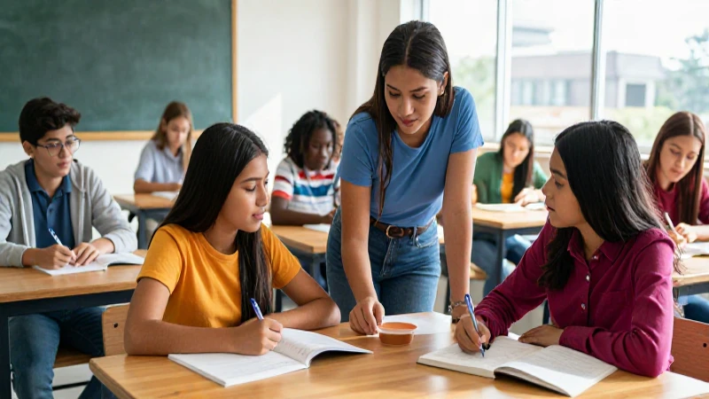 Estudiantes mexicanos colaborando académicamente en un aula moderna