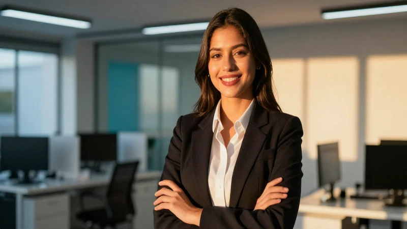 Profesional mexicano en oficina moderna al amanecer