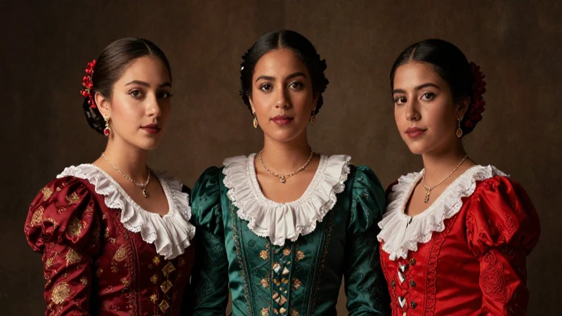 Retrato elegante de tres hermanas mexicanas