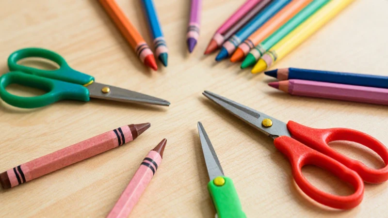 Utensilios de preescolar sobre escritorio