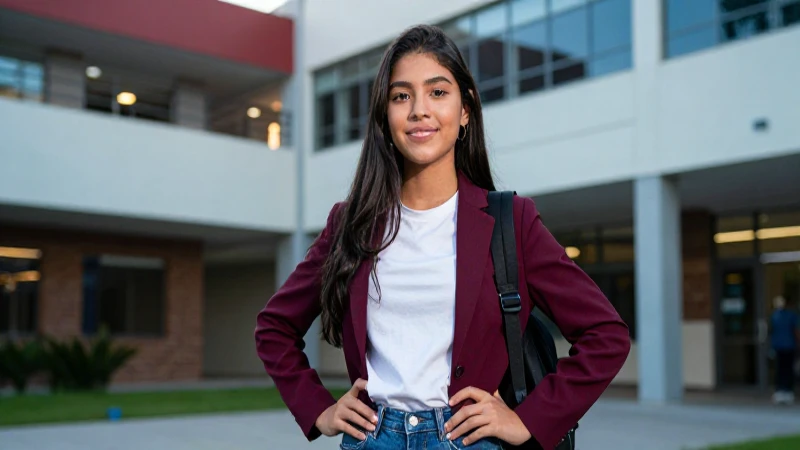 Estudiante mexicano brillante, retrato profesional impactante