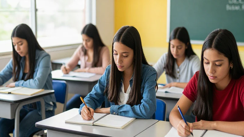 Estudiantes mexicanos en aula moderna y brillante