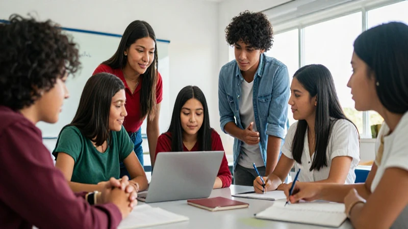 Estudiantes mexicanos colaboran en una clase moderna