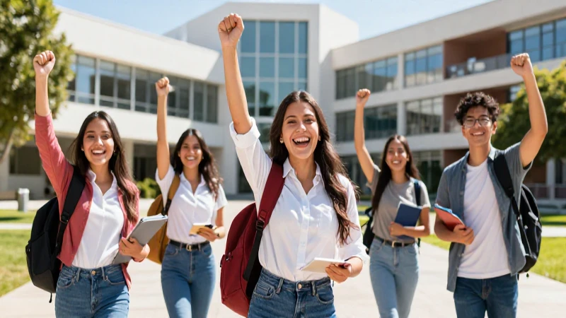 Estudiantes mexicanos diversos triunfan en un campus moderno