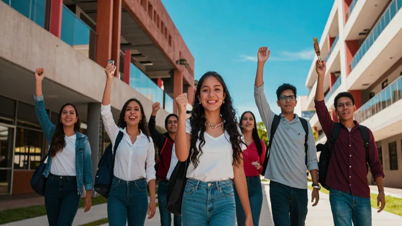 Estudiantes mexicanos celebran éxito académico en moderno campus