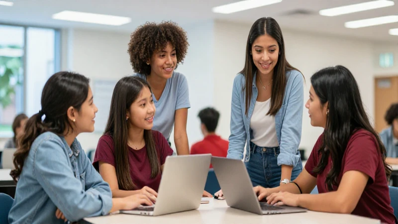 Estudiantes mexicanos en campus moderno y vibrante