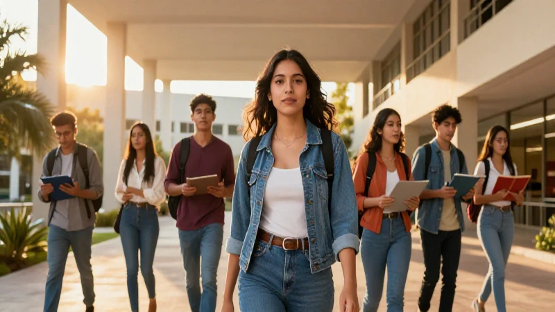Estudiantes ambiciosos en un campus universitario moderno