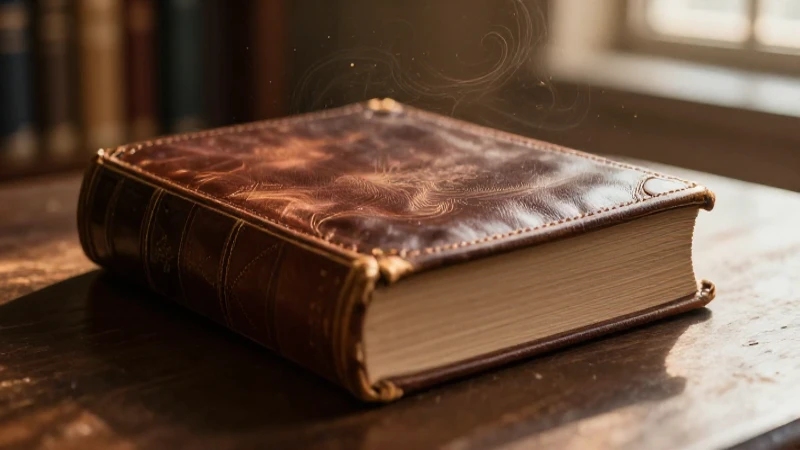 Antiguo libro de cuero con estética académica detallada