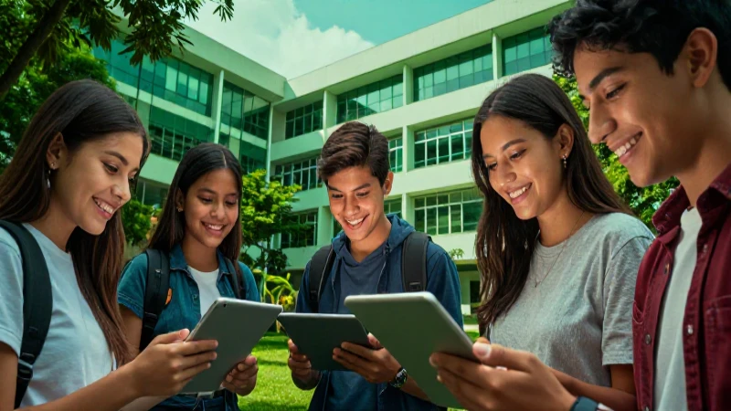 Jóvenes mexicanos estudiando con modernidad