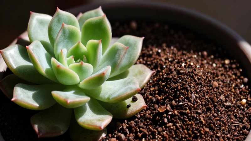 Suculenta vibrante con fertilizante y luz cinematográfica