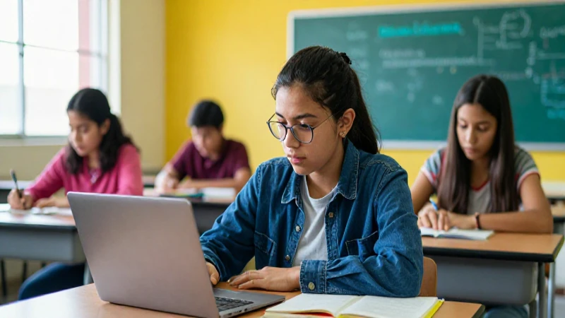 Estudiante mexicano en moderno aula