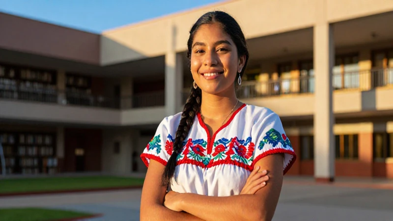Retrato vibrante de estudiante mexicano universitario